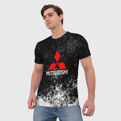 Мужская футболка 3D с принтом MITSUBISHI, фото на моделе #1