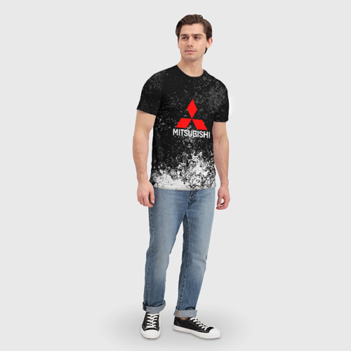 Мужская футболка 3D с принтом MITSUBISHI, вид сбоку #3