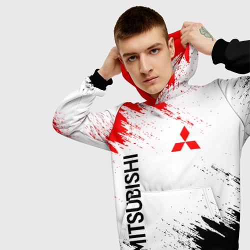 Мужская толстовка 3D с принтом Mitsubishi, вид сбоку #3