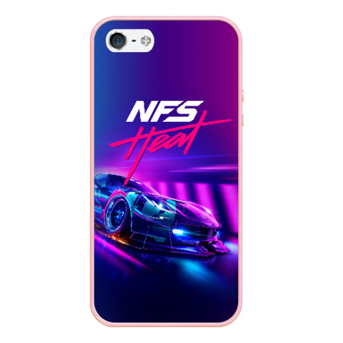 Чехол для iPhone 5/5S матовый Need for Speed - heat 2019, цвет светло-розовый