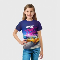 Футболка с принтом Need for Speed - heat 2019 для ребенка, вид на модели спереди №3. Цвет основы: белый