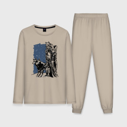 Мужская пижама с лонгсливом хлопок Викинг и Волки