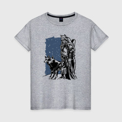 Женская футболка хлопок Викинг и Волки