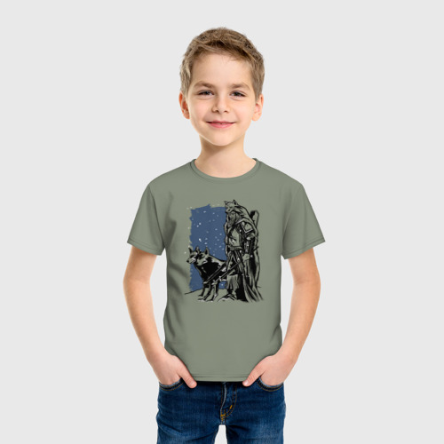Детская футболка хлопок Викинг и Волки, цвет авокадо - фото 3