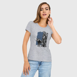Женская футболка хлопок Slim Викинг и Волки - фото 2