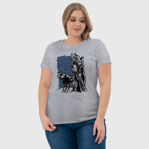 Женская футболка хлопок Викинг и Волки, цвет меланж - фото 6