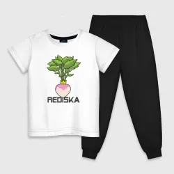 Детская пижама с белой футболкой Редиска