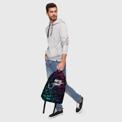 Рюкзак с принтом NFS - heat 2019 для любого человека, вид спереди №5. Цвет основы: белый