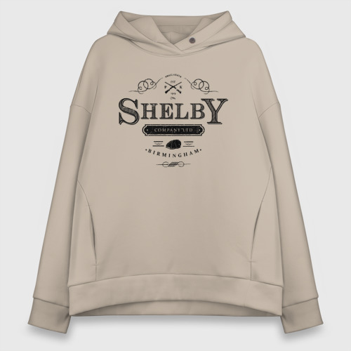 Женское худи Oversize хлопок с принтом Shelby Company Limited, вид спереди #2