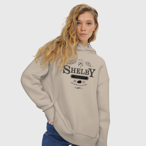Женское худи Oversize хлопок с принтом Shelby Company Limited, вид сбоку #3