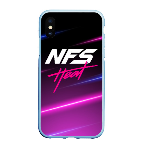 Чехол для iPhone XS Max матовый NFS: Heat neon, цвет голубой