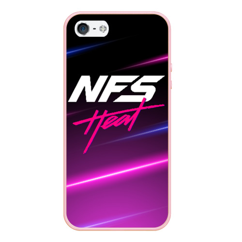 Чехол для iPhone 5/5S матовый NFS: Heat neon, цвет светло-розовый