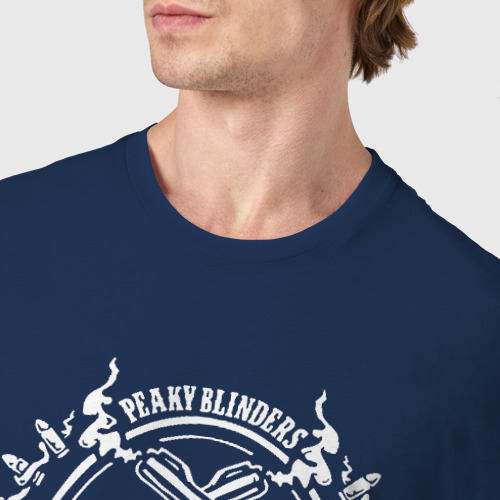 Мужская футболка хлопок Острые козырьки, цвет темно-синий - фото 6