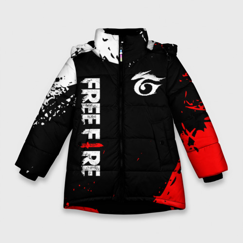 Зимняя куртка для девочек 3D Garena free fire, цвет черный