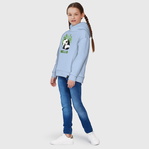 Детское худи Oversize хлопок Panda Hello, цвет мягкое небо - фото 5