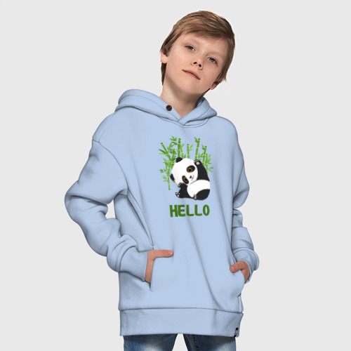 Детское худи Oversize хлопок Panda Hello, цвет мягкое небо - фото 9