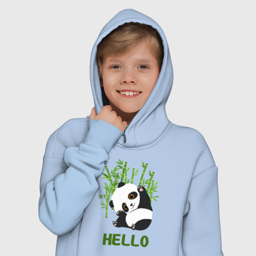 Детское худи Oversize хлопок Panda Hello, цвет мягкое небо - фото 12