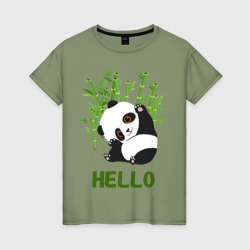 Женская футболка хлопок Panda Hello