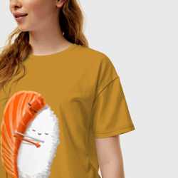 Женская футболка хлопок Oversize Я люблю суши - фото 2