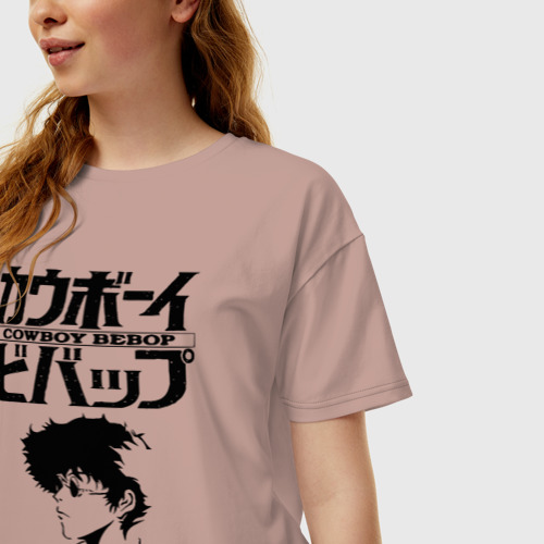 Женская футболка хлопок Oversize Cowboy Bebop, цвет пыльно-розовый - фото 3