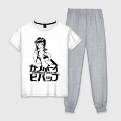 Женская пижама с белой футболкой хлопок Cowboy Bebop logo