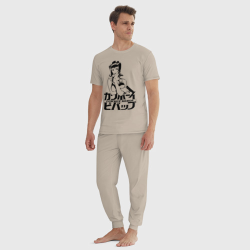 Мужская пижама хлопок Cowboy Bebop logo, цвет миндальный - фото 5