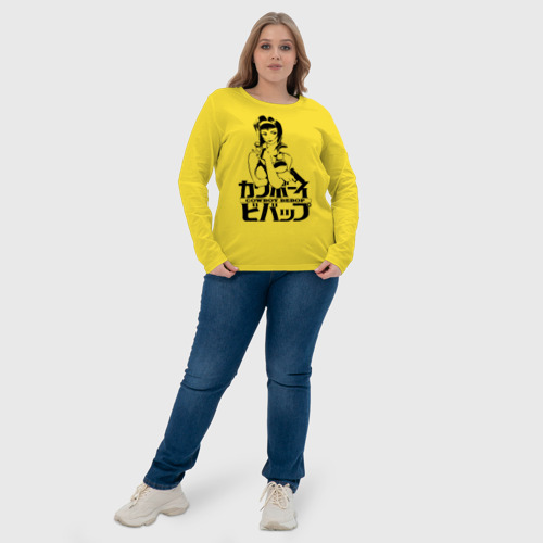 Женский лонгслив хлопок Cowboy Bebop logo, цвет желтый - фото 6