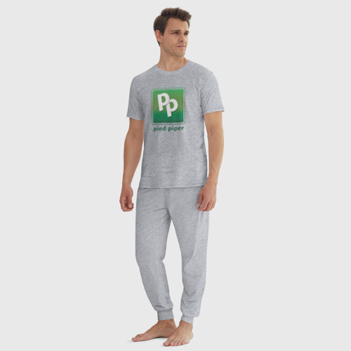 Мужская пижама хлопок с принтом Pied Piper, вид сбоку #3