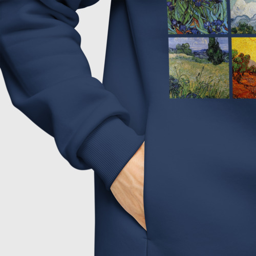 Мужское худи Oversize хлопок Картины Вангога, цвет темно-синий - фото 8
