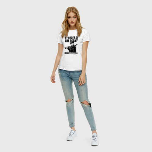 Женская футболка хлопок с принтом Острые козырьки, вид сбоку #3
