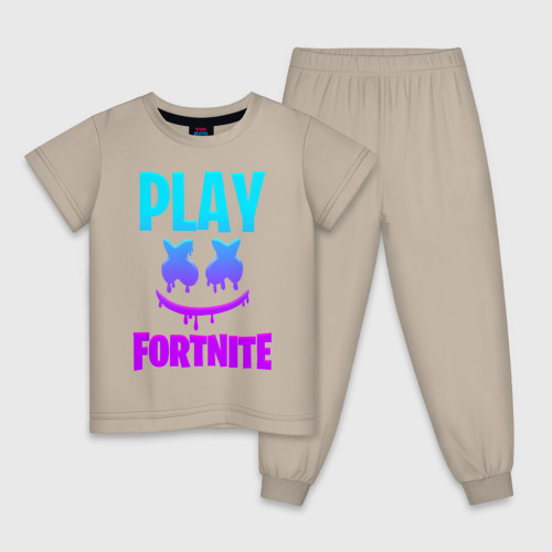 Детская пижама хлопок Fortnite x Marshmello, цвет миндальный