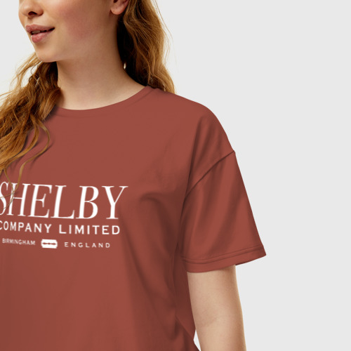 Женская футболка хлопок Oversize Shelby company limited, цвет кирпичный - фото 3