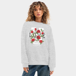 Женский свитшот oversize без начеса хлопок Love u forever flowers - фото 2