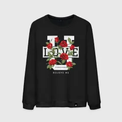 Мужской свитшот хлопок Love u forever flowers