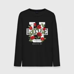 Мужской лонгслив хлопок Love u forever flowers