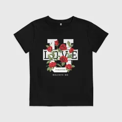 Детская футболка хлопок Love u forever flowers