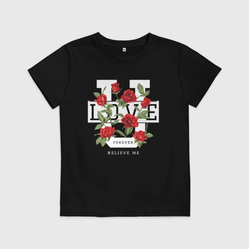 Детская футболка хлопок Love u forever flowers