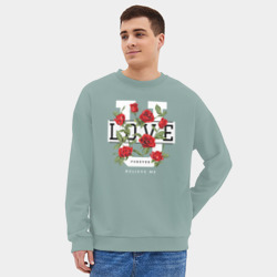 Мужской свитшот oversize без начеса хлопок Love u forever flowers - фото 2