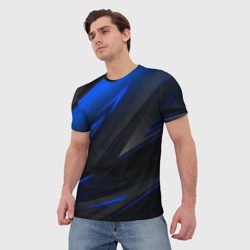 Мужская футболка 3D Blue and Black - фото 2