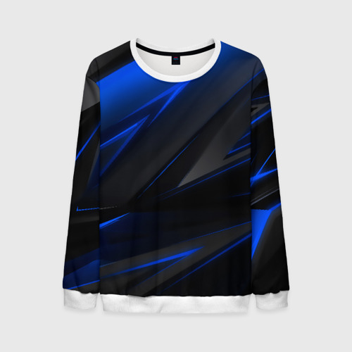 Мужской свитшот 3D Blue and Black, цвет белый