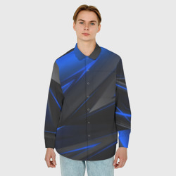 Мужская рубашка oversize 3D Blue and Black - фото 2