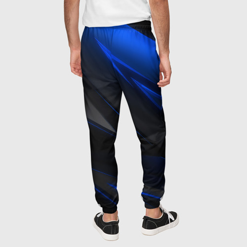 Мужские брюки 3D с принтом Blue and Black, вид сзади #2