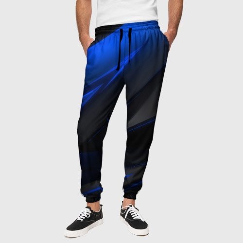 Мужские брюки 3D с принтом Blue and Black, вид сбоку #3