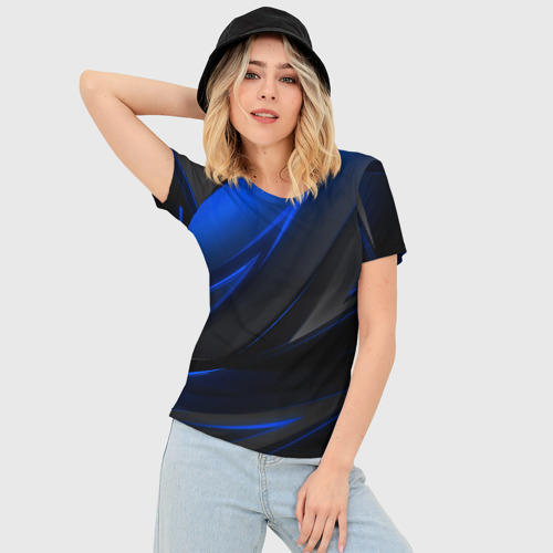 Женская футболка 3D Slim Blue and Black, цвет 3D печать - фото 3
