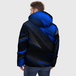 Куртка с принтом Blue and Black для мужчины, вид на модели сзади №2. Цвет основы: черный