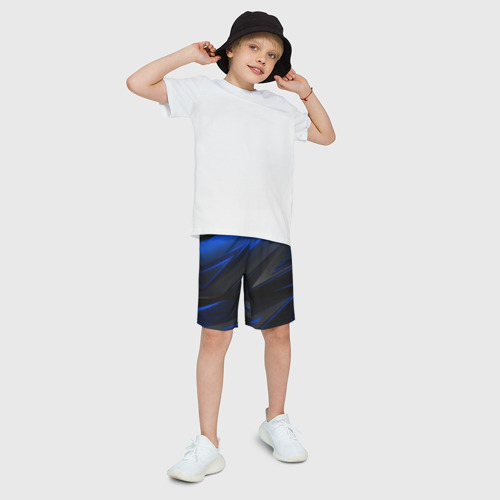 Детские спортивные шорты 3D с принтом Blue and Black, фото на моделе #1