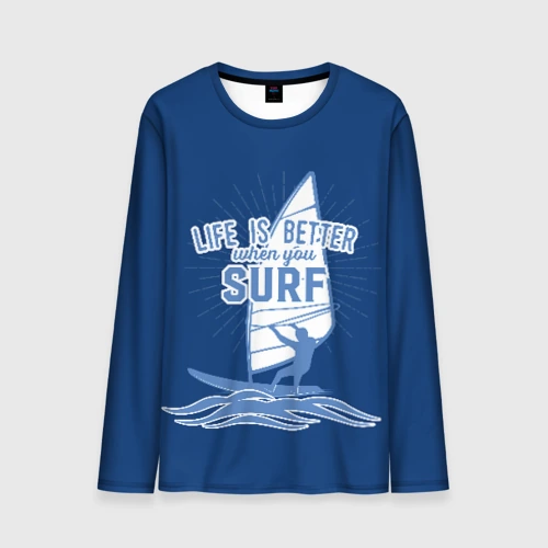 Мужской лонгслив 3D Surf