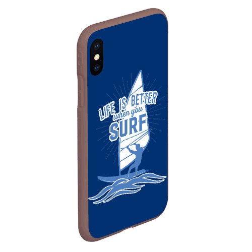 Чехол для iPhone XS Max матовый Surf, цвет коричневый - фото 3