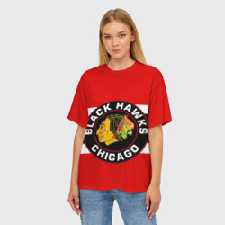 Женская футболка oversize 3D Chicago Blackhawks - фото 2