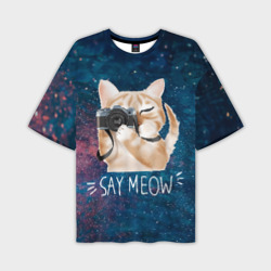 Мужская футболка oversize 3D Say Meow
